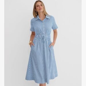 Anrabess Summer Blue Striped Midi Dress